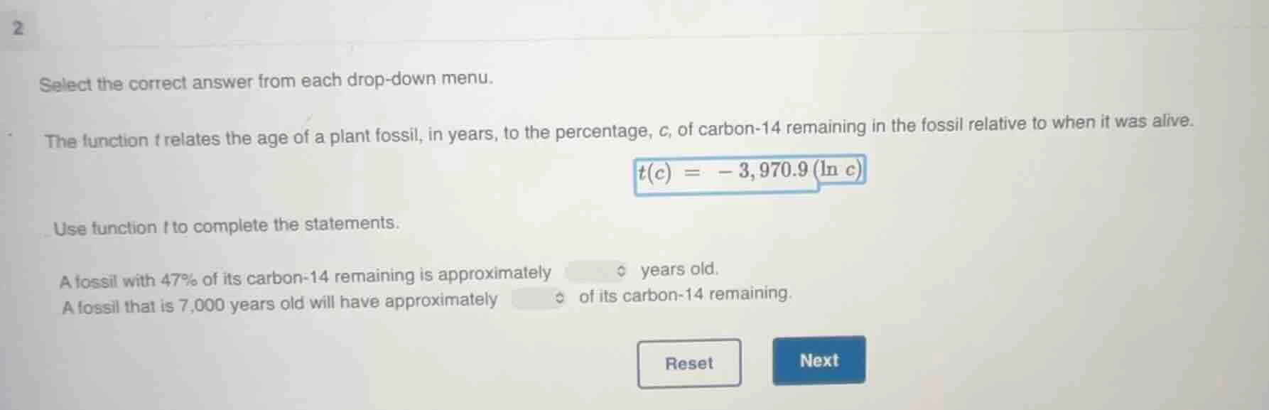 2 select the correct answer from each drop - down menu. the function t …