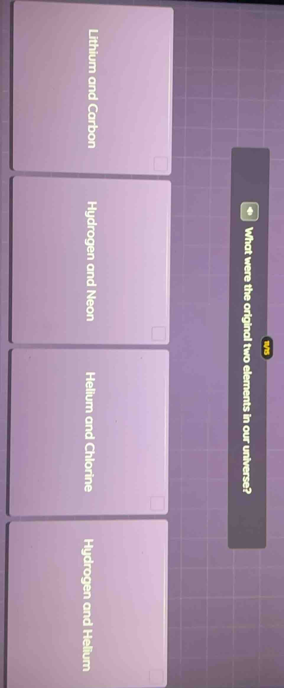 what were the original two elements in our universe? lithium and carbon…