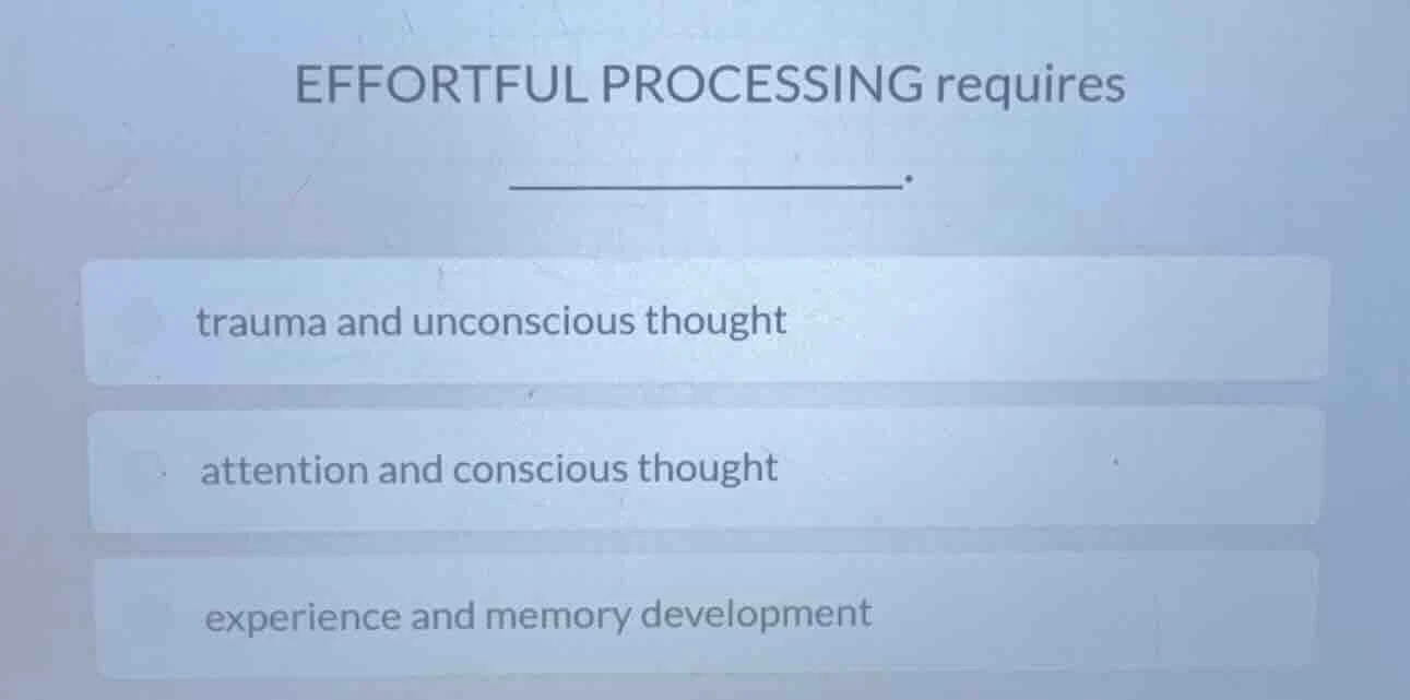 effortful processing requires ______. trauma and unconscious thought at…