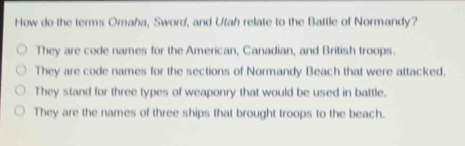 how do the terms omaha, sword, and utah relate to the battle of normand…
