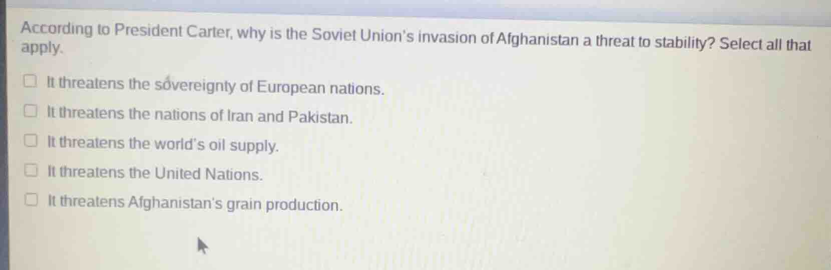 according to president carter, why is the soviet union’s invasion of af…