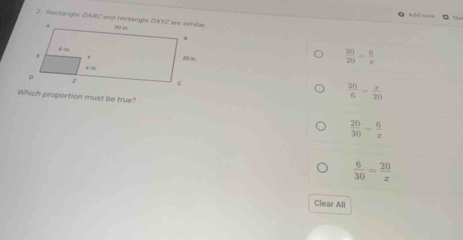 2 rectangle dabc and rectangle oxyz are similar. which proportion must …