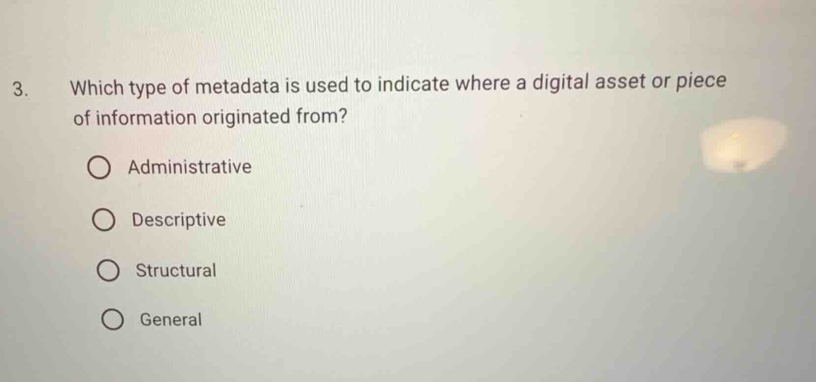 3. which type of metadata is used to indicate where a digital asset or …