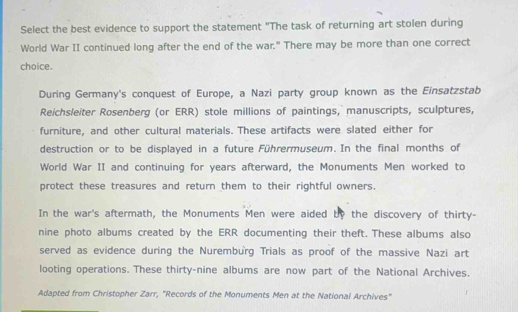 select the best evidence to support the statement \the task of returnin…