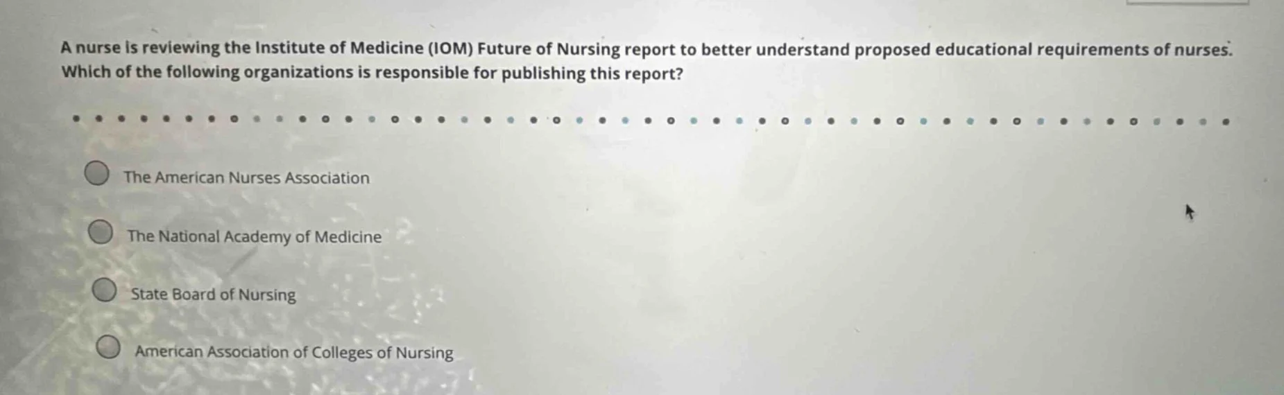 a nurse is reviewing the institute of medicine (iom) future of nursing …