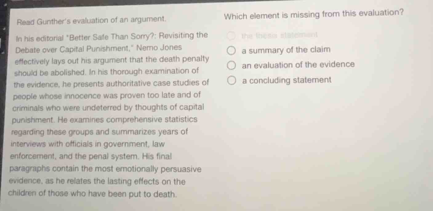 read gunther’s evaluation of an argument. in his editorial “better safe…