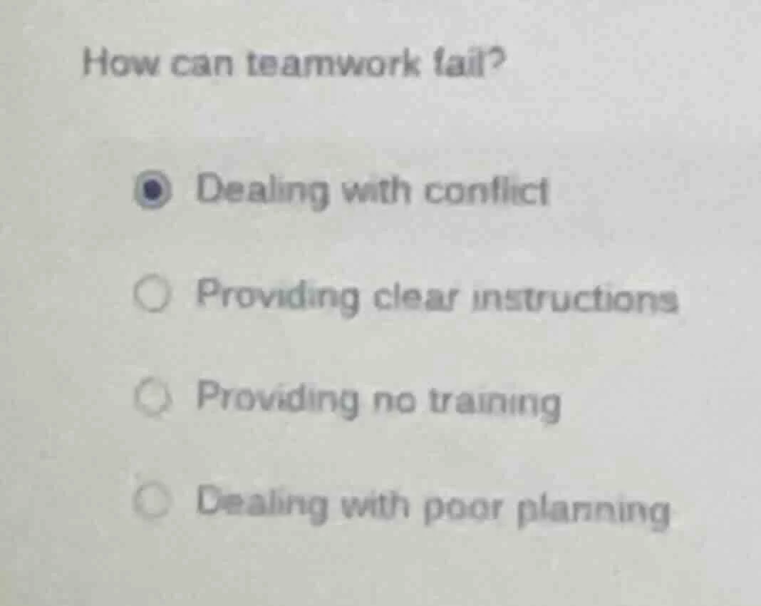 how can teamwork fail? dealing with conflict providing clear instructio…
