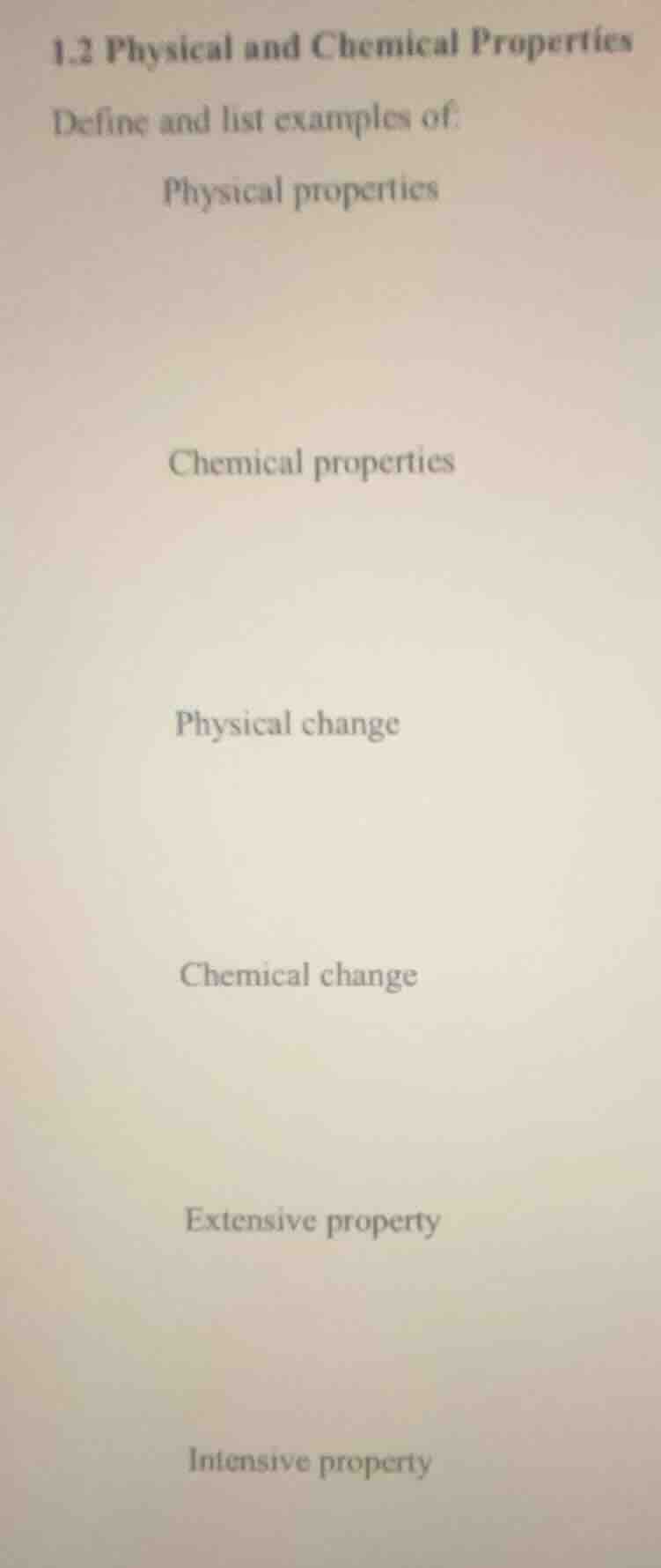 1.2 physical and chemical properties define and list examples of: physi…