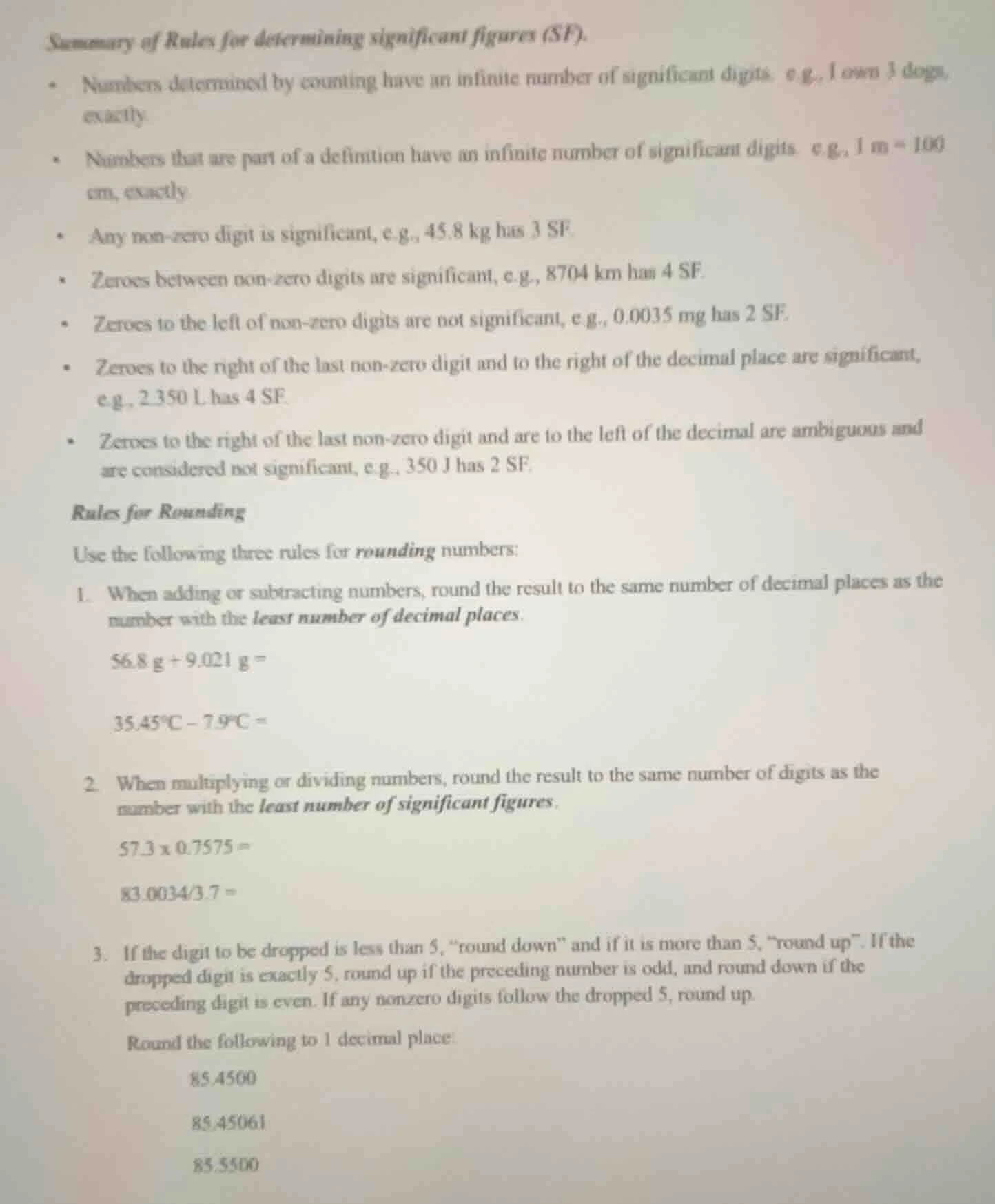 summary of rules for determining significant figures (sf). - numbers de…