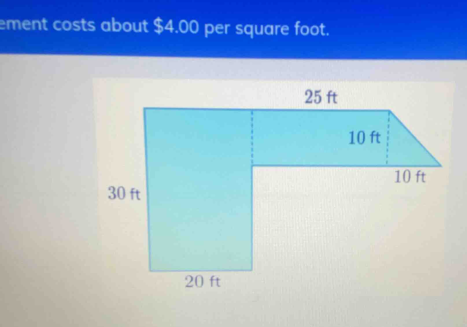 ement costs about $4.00 per square foot.