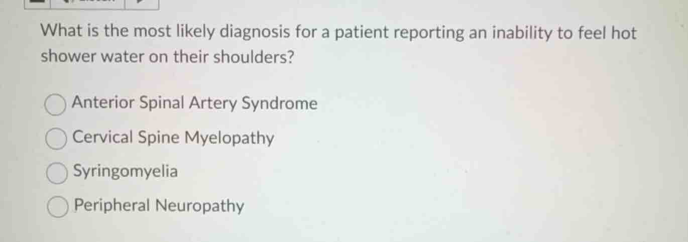 what is the most likely diagnosis for a patient reporting an inability …
