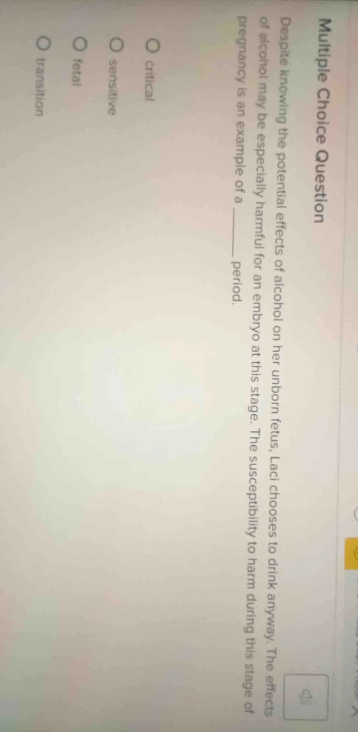 multiple choice question despite knowing the potential effects of alcoh…