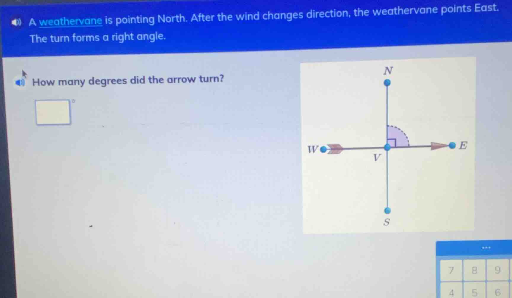 a weathervane is pointing north. after the wind changes direction, the …