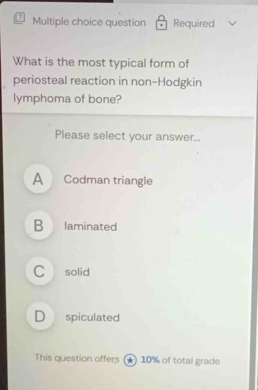 what is the most typical form of periosteal reaction in non - hodgkin l…