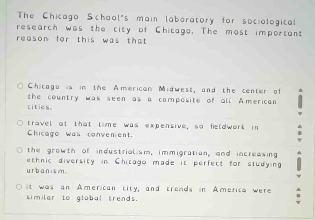 the chicago schools main laboratory for sociological research was the c…