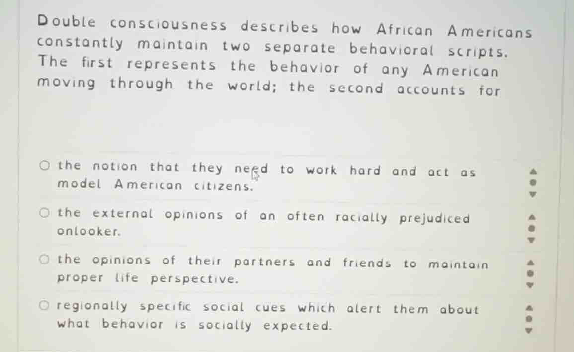 double consciousness describes how african americans constantly maintai…