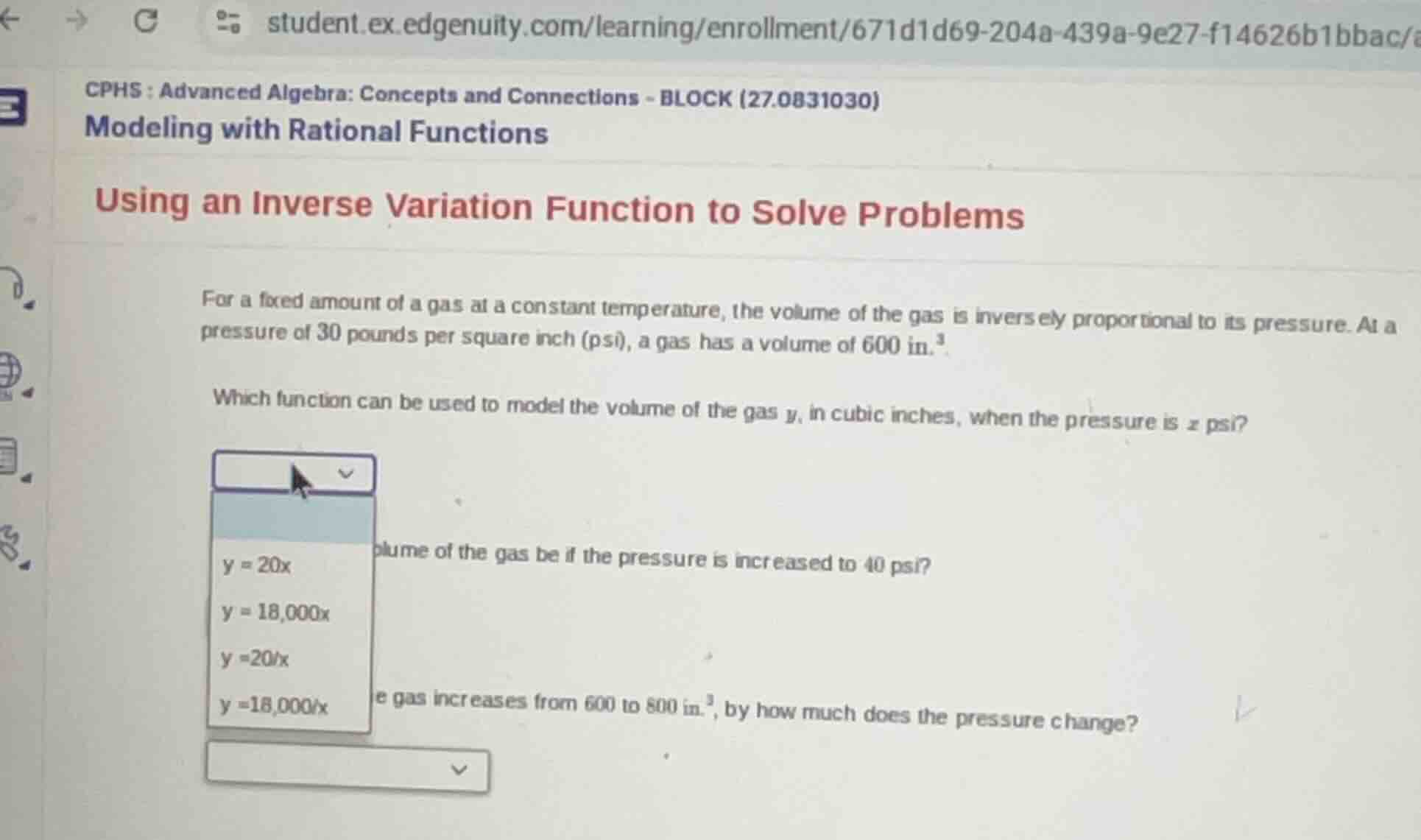 for a fixed amount of a gas at a constant temperature, the volume of th…