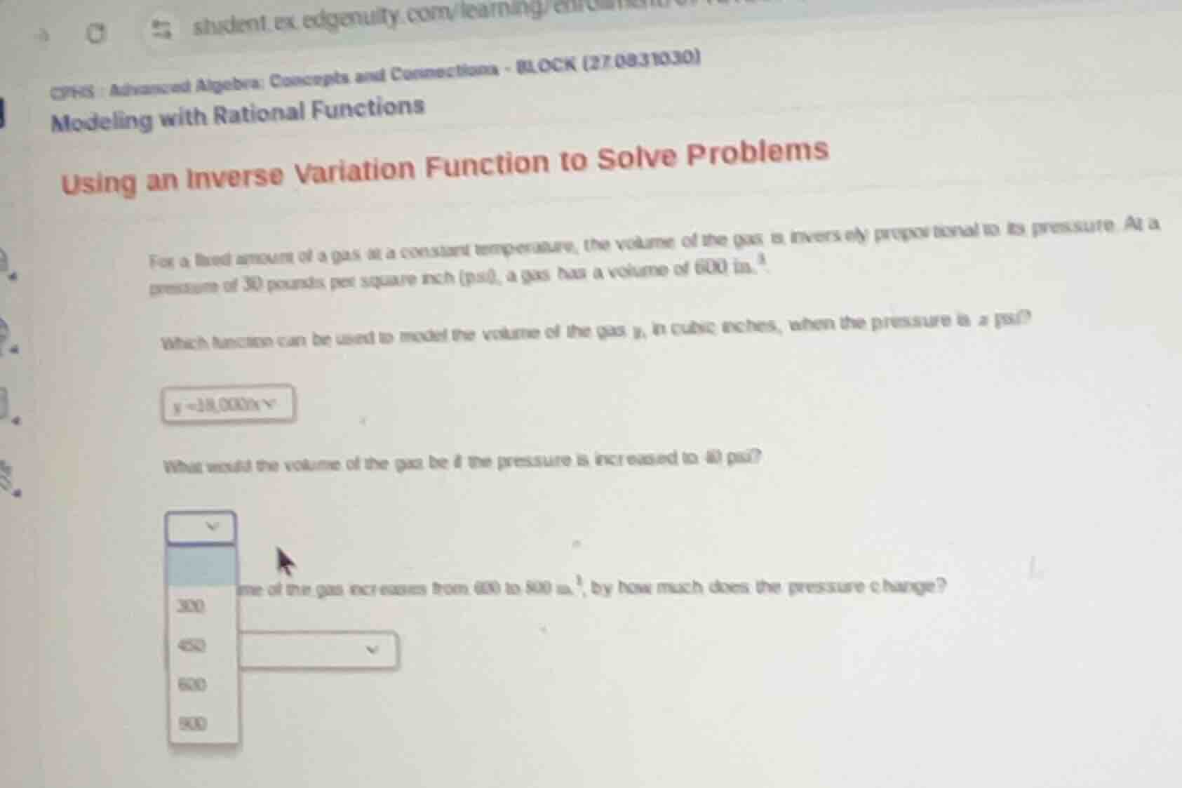 modeling with rational functions using an inverse variation function to…