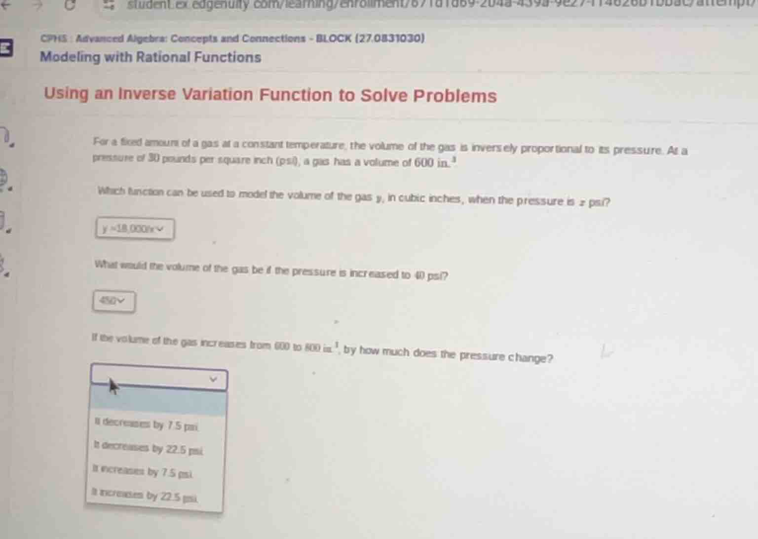 modeling with rational functions using an inverse variation function to…