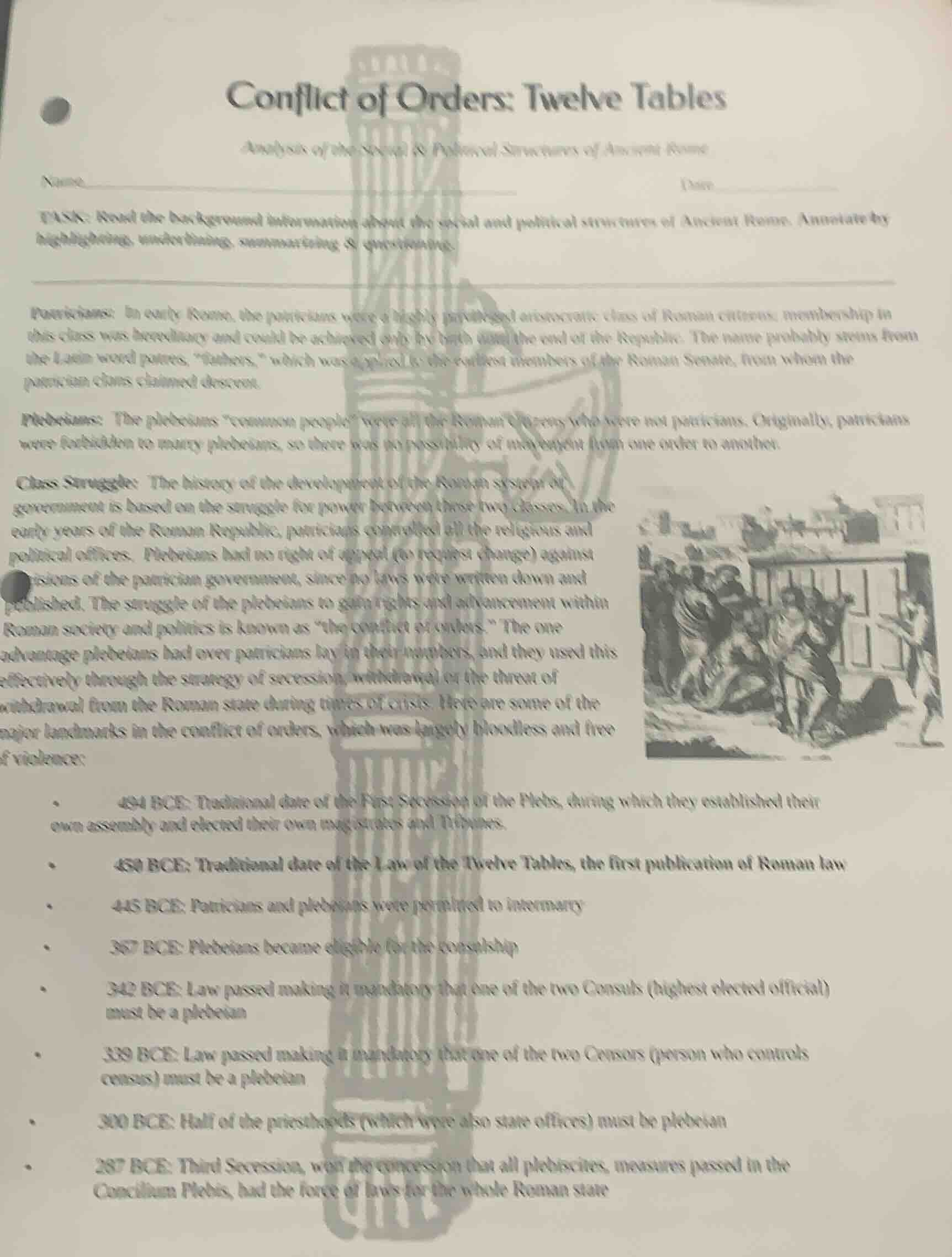 conflict of orders: twelve tables analysis of the social & political st…