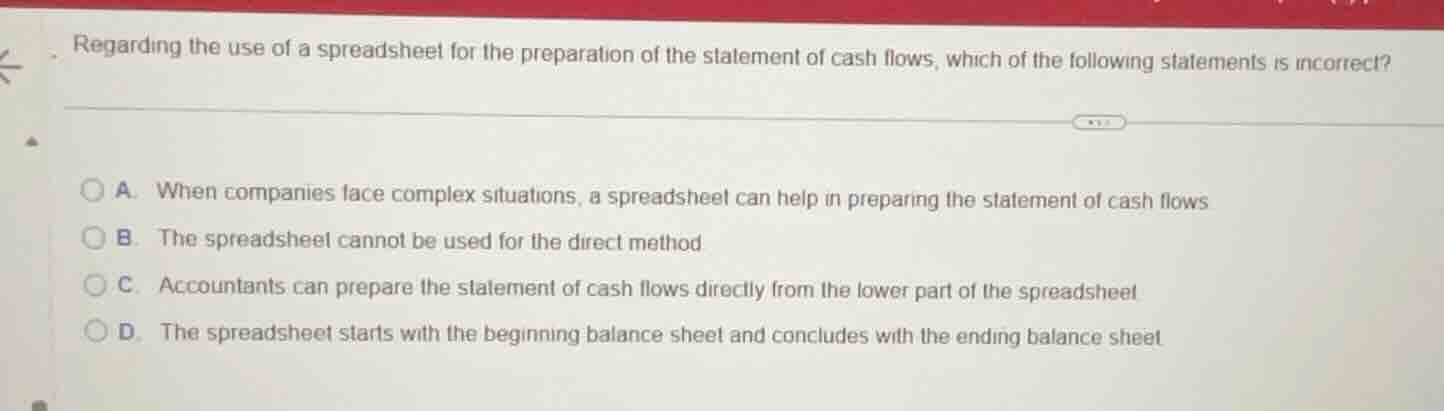 regarding the use of a spreadsheet for the preparation of the statement…