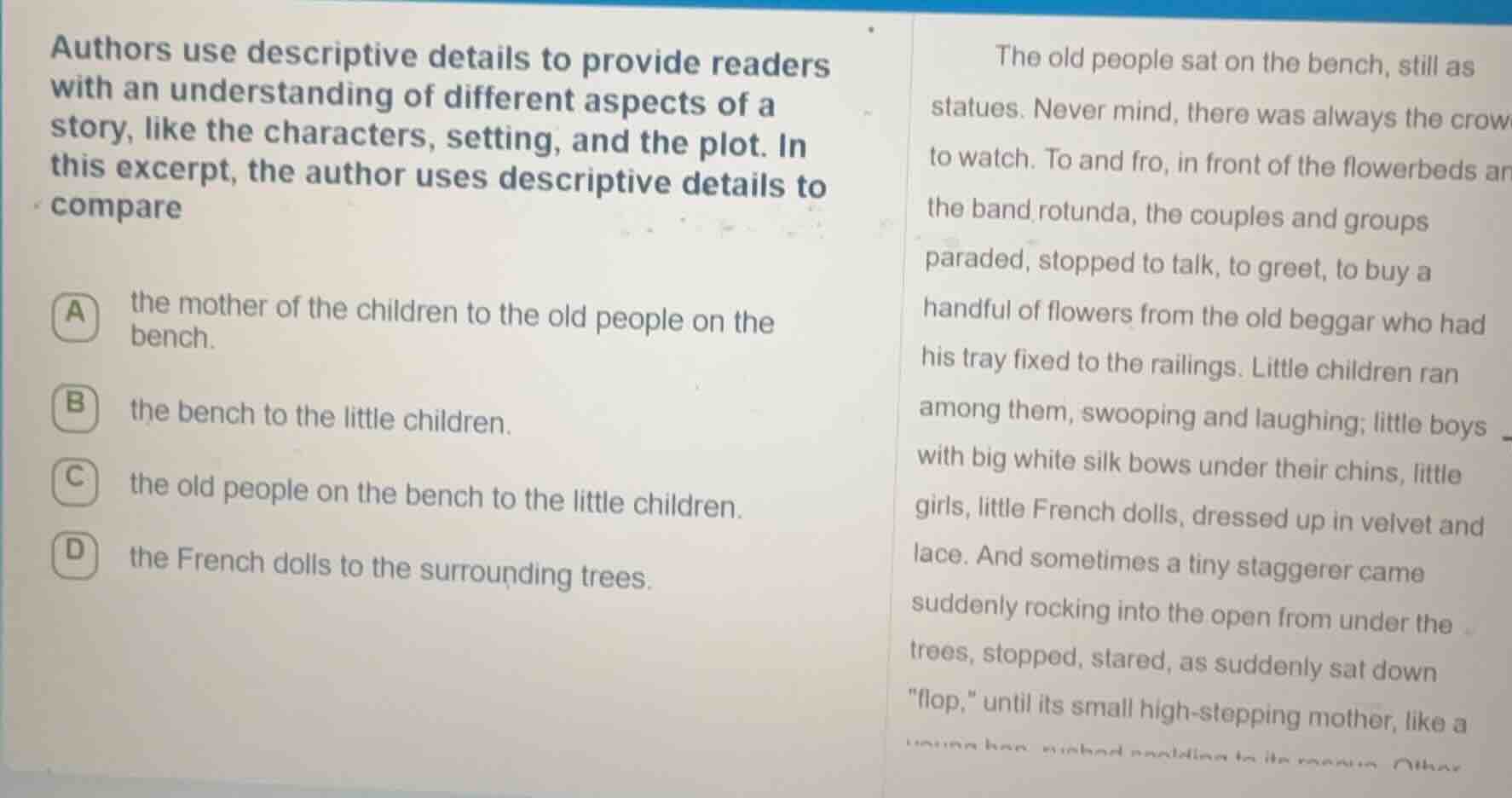 authors use descriptive details to provide readers with an understandin…