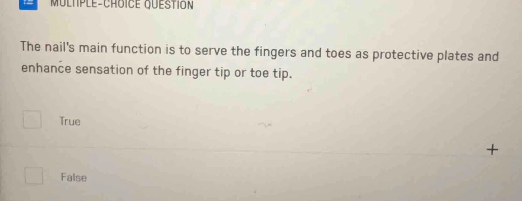 multiple-choice question the nails main function is to serve the finger…