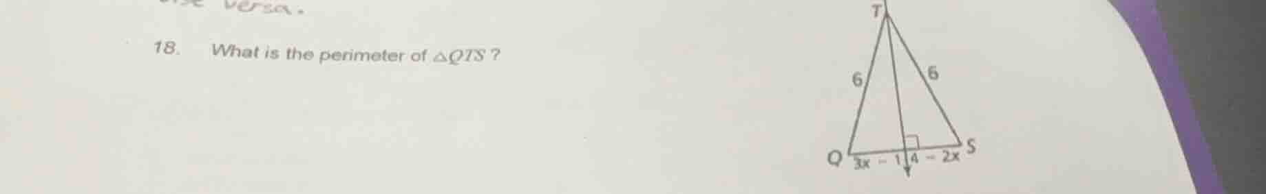 18. what is the perimeter of $\\triangle qts$?