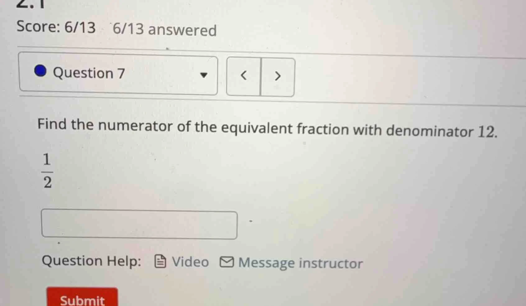 find the numerator of the equivalent fraction with denominator 12. \\(\…