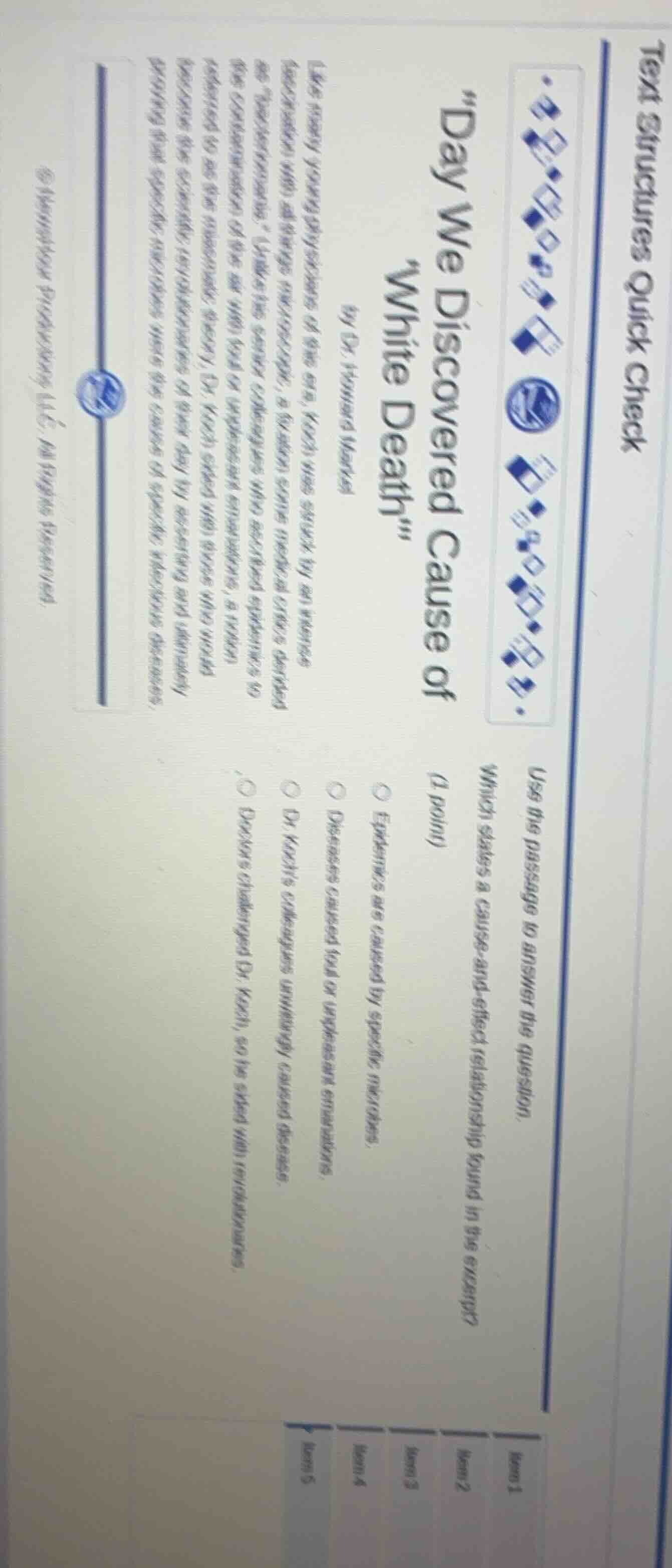 text structures quick check use the passage to answer the question. \da…