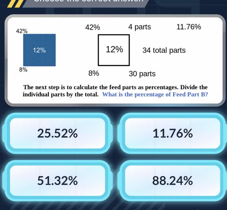 42% 42% 4 parts 11.76% 12% 12% 34 total parts 8% 8% 30 parts the next s…