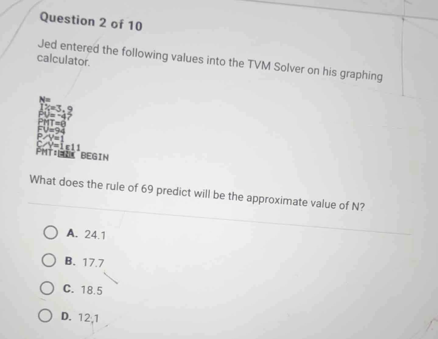 question 2 of 10 jed entered the following values into the tvm solver o…