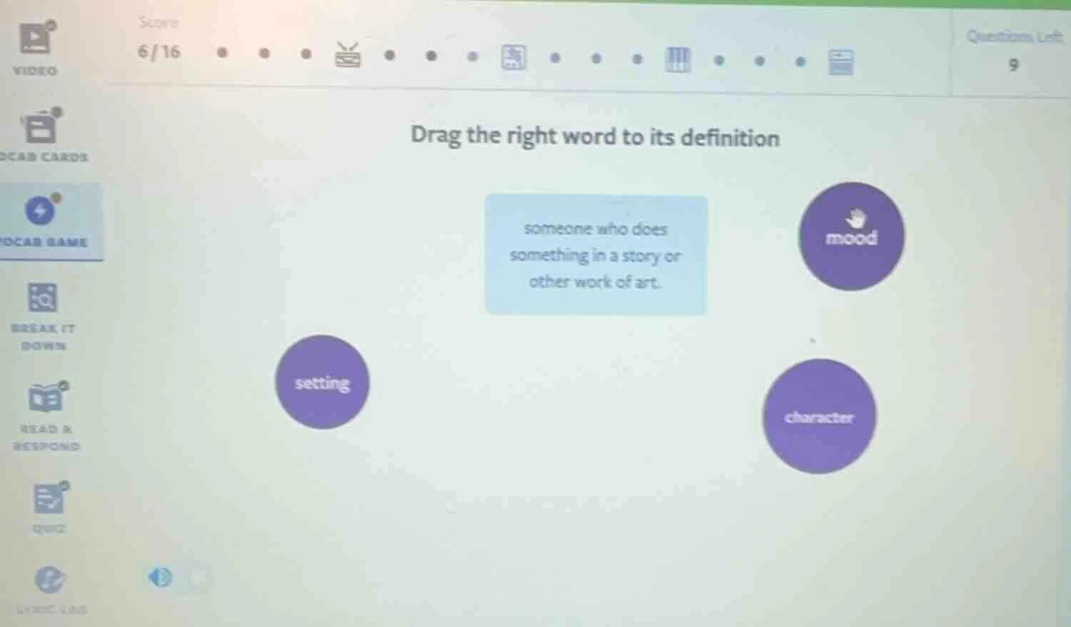 drag the right word to its definition someone who does something in a s…