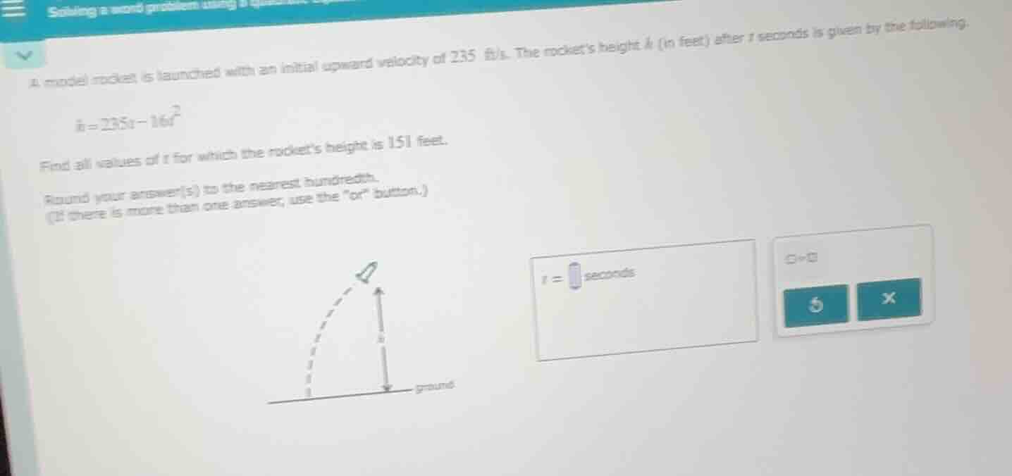 a model rocket is launched with an initial upward velocity of 235 ft/s.…