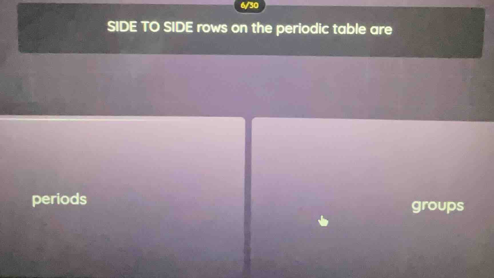 side to side rows on the periodic table are periods groups