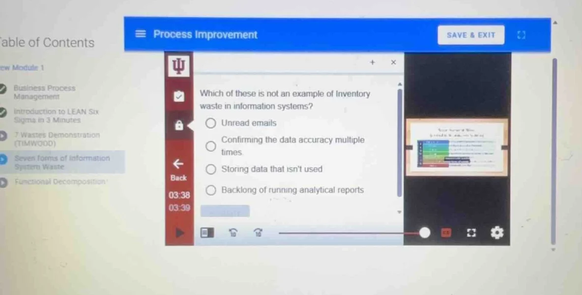 which of these is not an example of inventory waste in information syst…