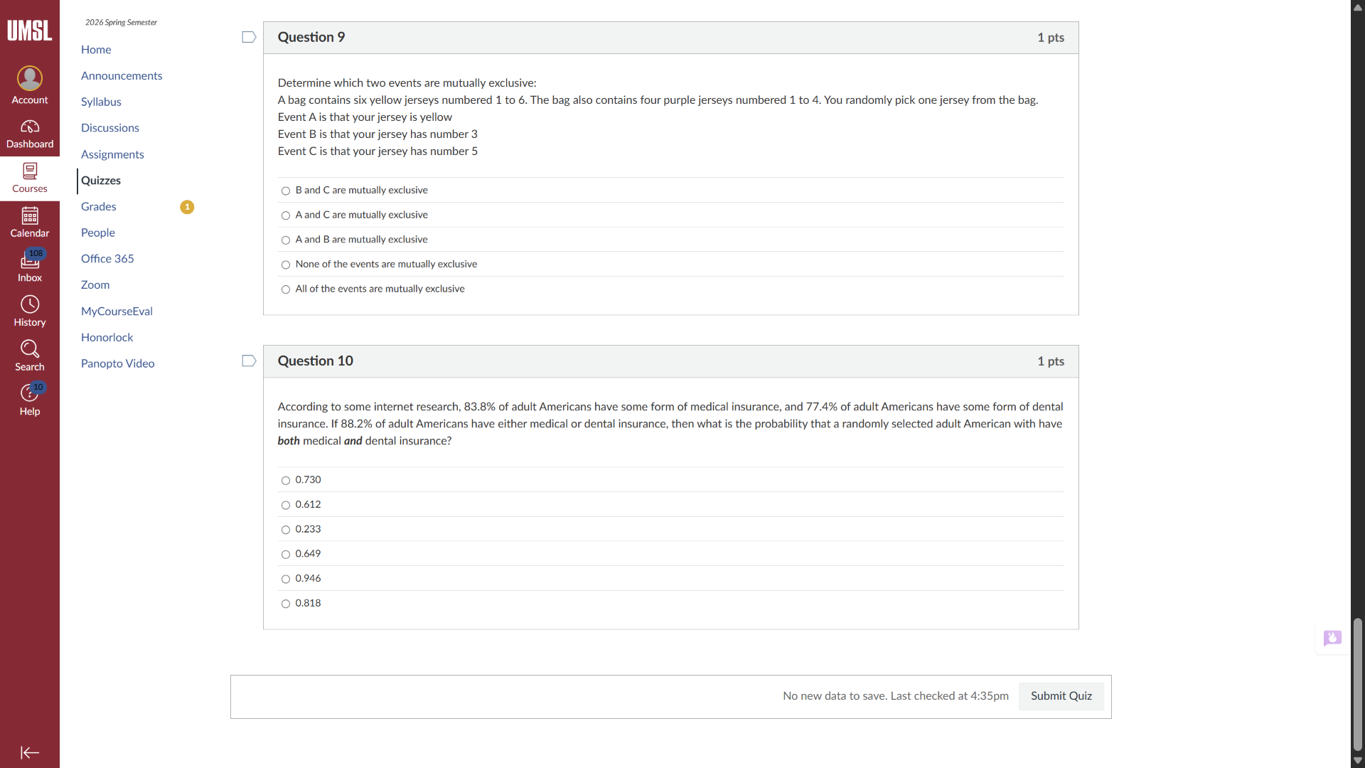 question 9 determine which two events are mutually exclusive: a bag con…