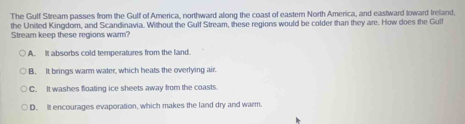 the gulf stream passes from the gulf of america, northward along the co…