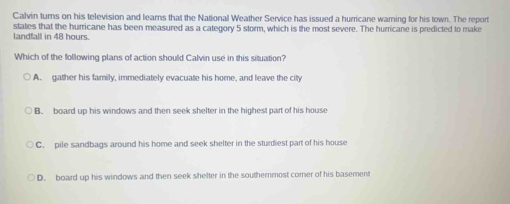 calvin turns on his television and learns that the national weather ser…