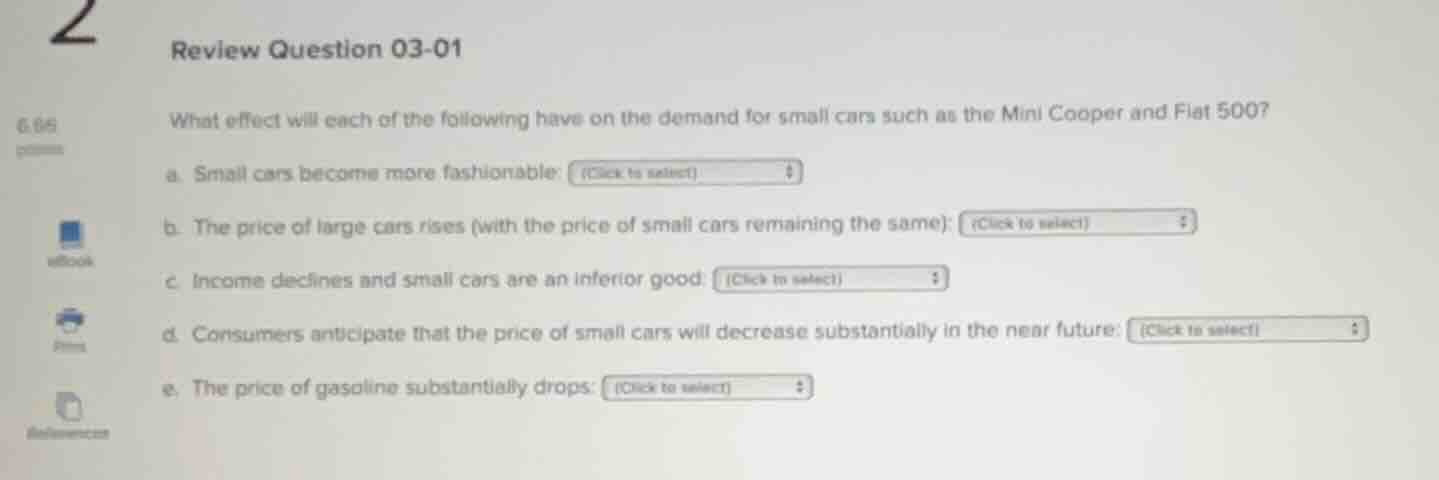 review question 03-01 what effect will each of the following have on th…