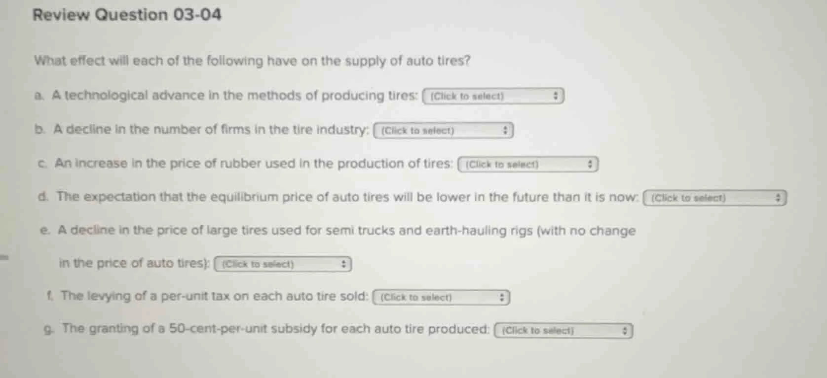 review question 03-04 what effect will each of the following have on th…