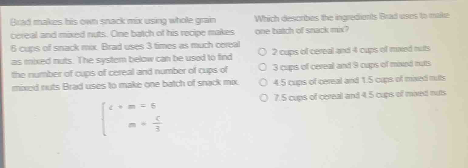 brad makes his own snack mix using whole grain cereal and mixed nuts. o…