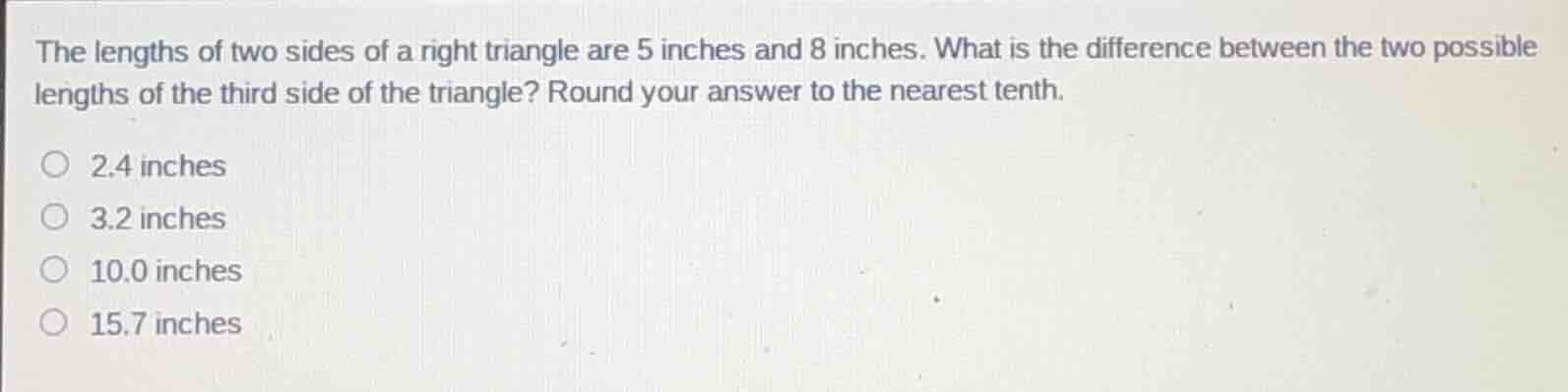 the lengths of two sides of a right triangle are 5 inches and 8 inches.…