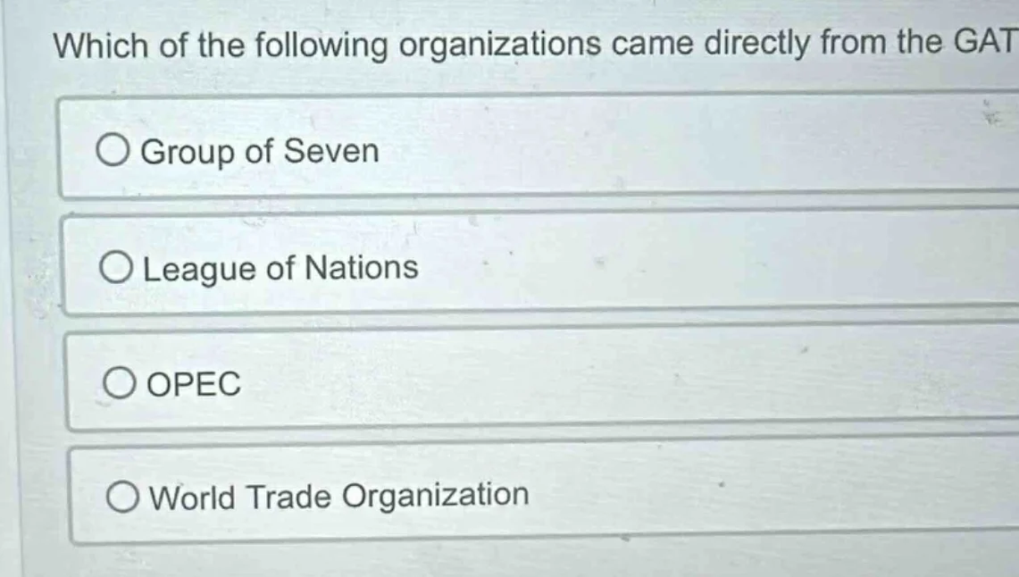 which of the following organizations came directly from the gat group o…