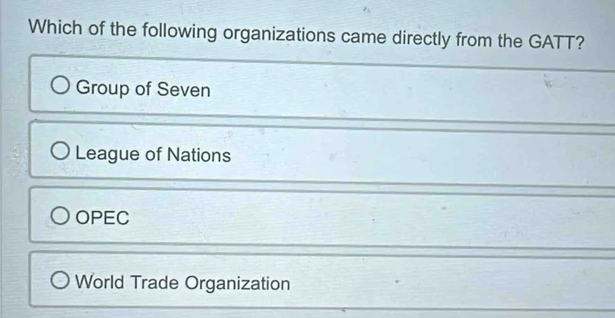 which of the following organizations came directly from the gatt? group…
