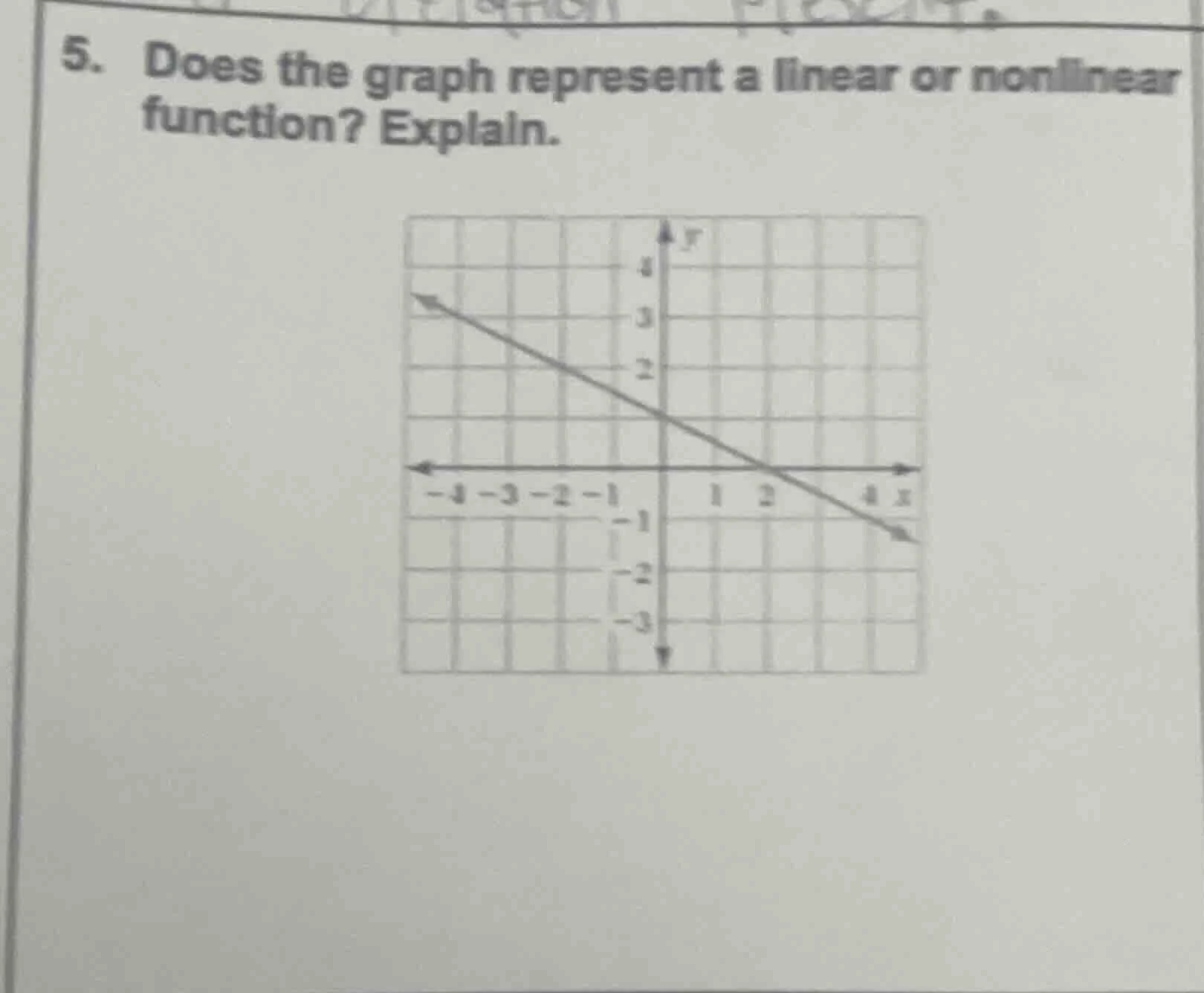 5. does the graph represent a linear or nonlinear function? explain.