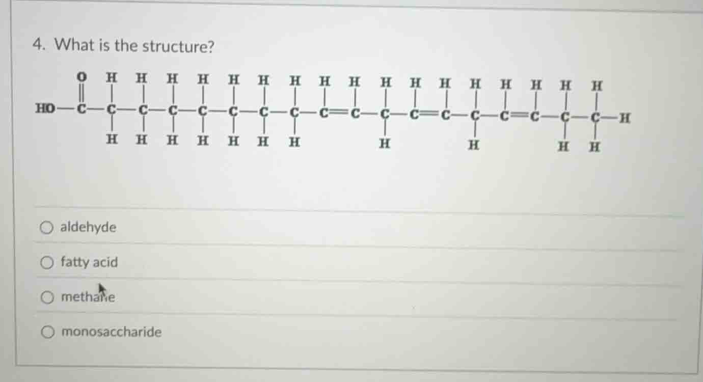 4. what is the structure? ho—c(=o)—c(h)(h)—c(h)(h)—c(h)(h)—c(h)(h)—c(h)…