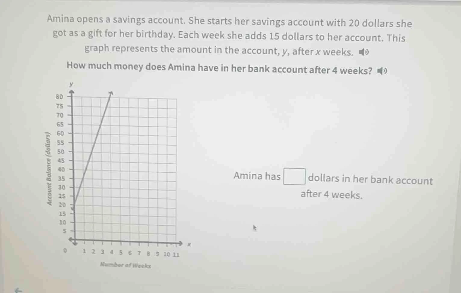 amina opens a savings account. she starts her savings account with 20 d…