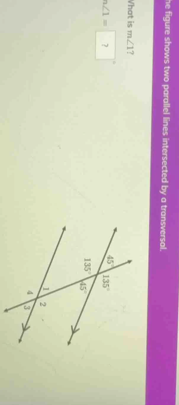 the figure shows two parallel lines intersected by a transversal. what …