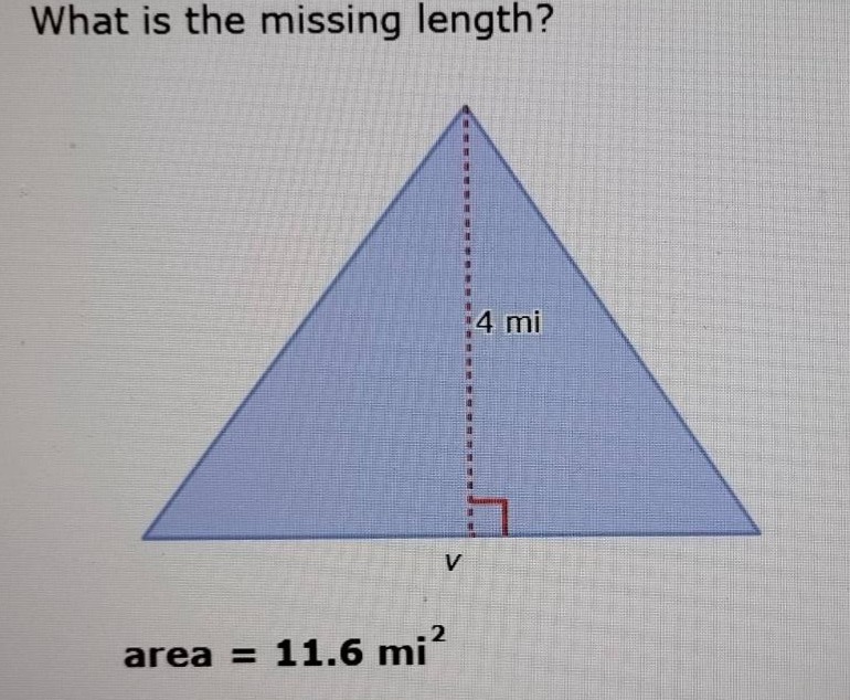 what is the missing length? 4 mi v area = 11.6 mi²
